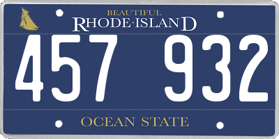 RI license plate 457932