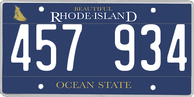 RI license plate 457934