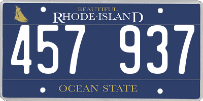 RI license plate 457937