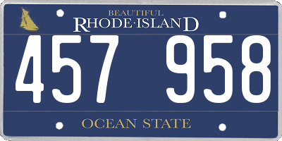 RI license plate 457958