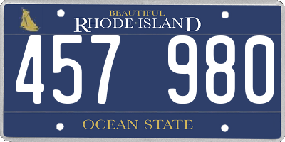 RI license plate 457980