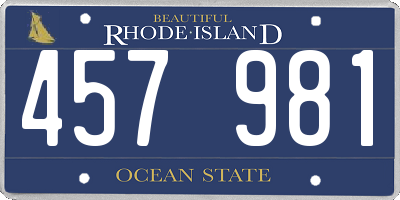 RI license plate 457981