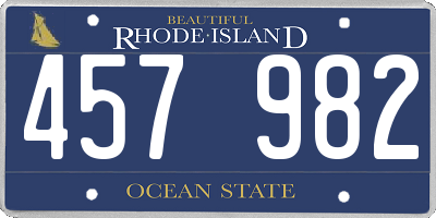 RI license plate 457982