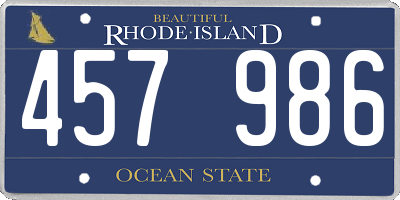 RI license plate 457986