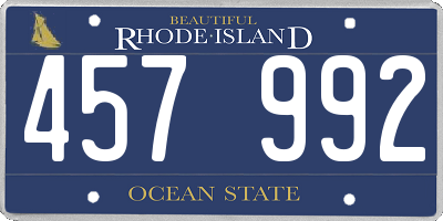 RI license plate 457992
