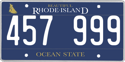 RI license plate 457999