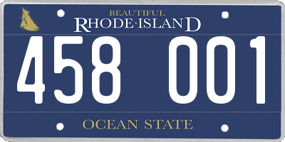 RI license plate 458001
