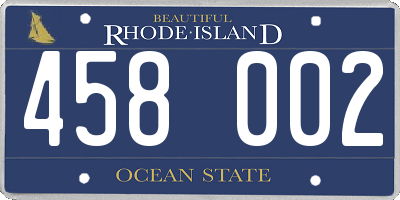 RI license plate 458002