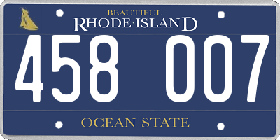 RI license plate 458007
