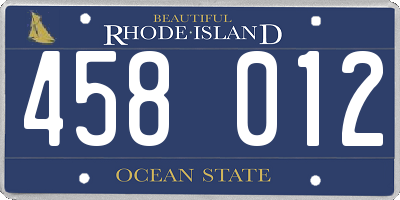 RI license plate 458012