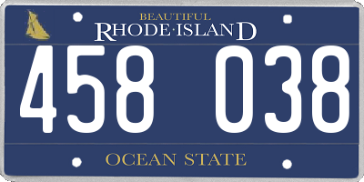 RI license plate 458038