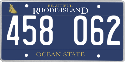 RI license plate 458062