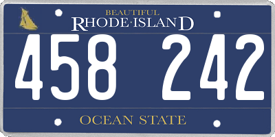 RI license plate 458242