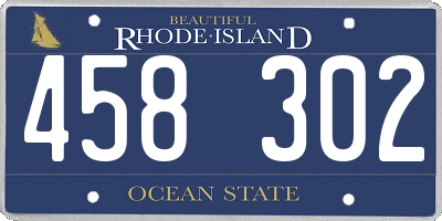 RI license plate 458302