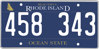 RI license plate 458343
