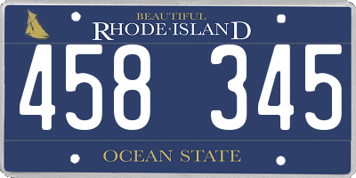 RI license plate 458345