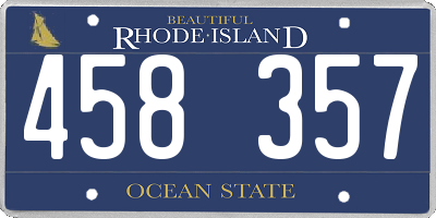 RI license plate 458357