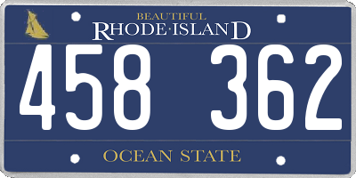 RI license plate 458362