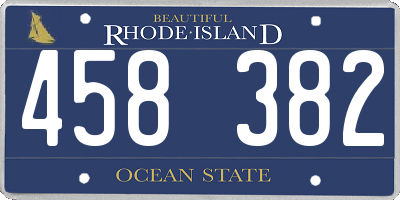 RI license plate 458382