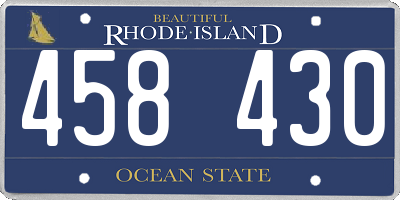 RI license plate 458430