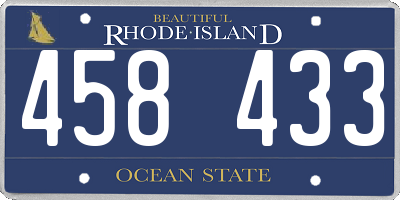 RI license plate 458433