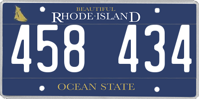 RI license plate 458434