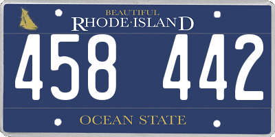 RI license plate 458442