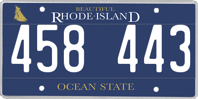 RI license plate 458443