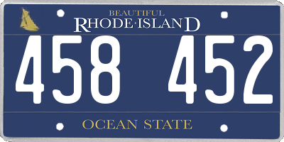 RI license plate 458452