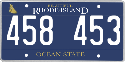 RI license plate 458453