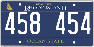 RI license plate 458454