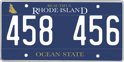 RI license plate 458456