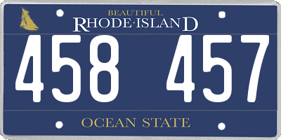 RI license plate 458457