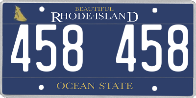 RI license plate 458458