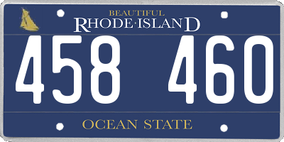 RI license plate 458460