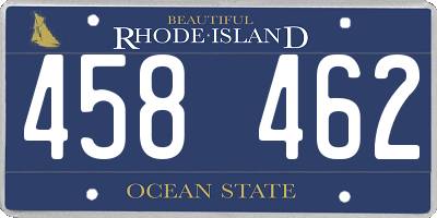 RI license plate 458462