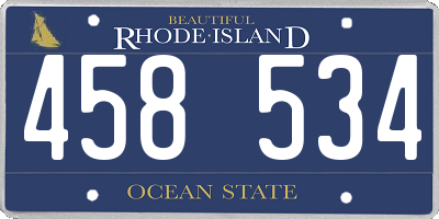 RI license plate 458534