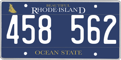RI license plate 458562