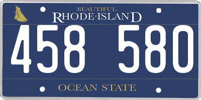 RI license plate 458580