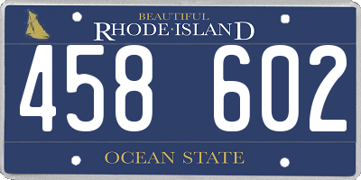 RI license plate 458602