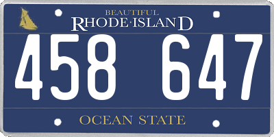 RI license plate 458647