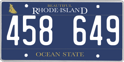 RI license plate 458649