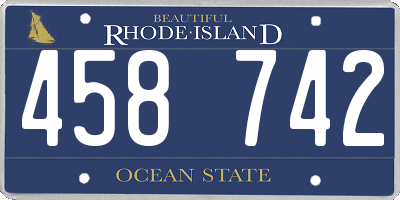 RI license plate 458742