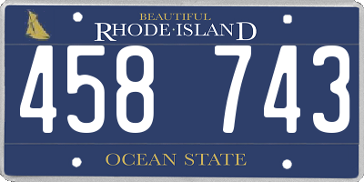 RI license plate 458743