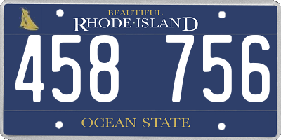 RI license plate 458756