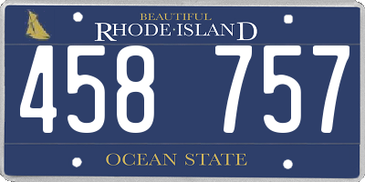 RI license plate 458757