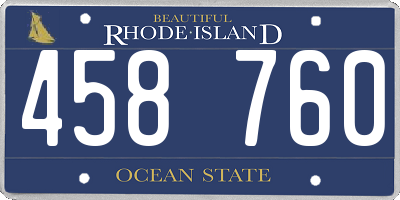 RI license plate 458760