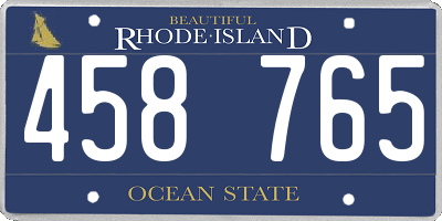 RI license plate 458765