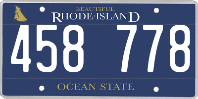 RI license plate 458778