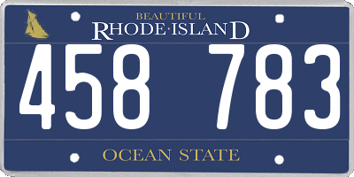 RI license plate 458783